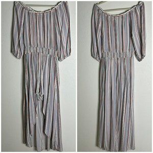 Eyeshadows Romper High Low Off The Shoulder  Colorful Stripes high low  Sz L